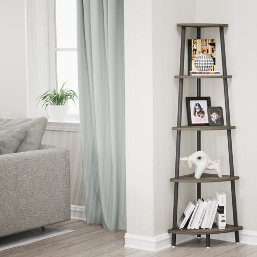 BAZTIN 5 Tier Industrial Corner Shelf, Open Ladder Vintage Corner
